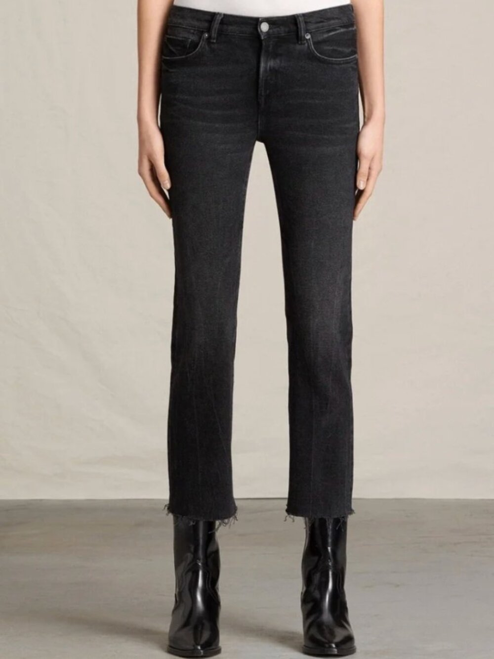 AllSaints Zoe Cropped Bootcut Jean Black Size 26